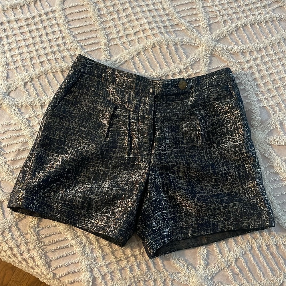 Anthropologie Black and gold metallic shorts size 2